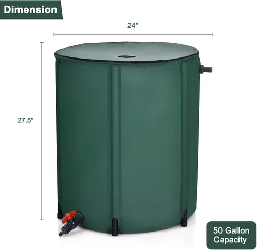 Miniatura 5 de S AFSTAR Barril de lluvia plegable, tanque de almacenamiento plegable para recolección de agua, resistente a la intemperie, contenedor de lluvia