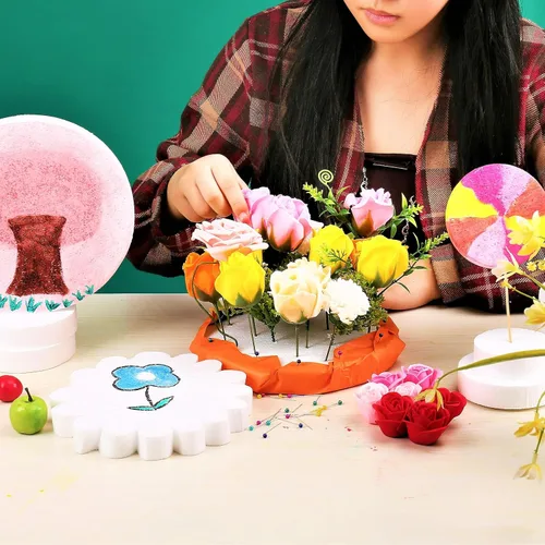 Miniatura 6 de Paquete de 12 círculos de espuma de 4 pulgadas para manualidades (1 pulgada de grosor), disco de espuma redondo de poliestireno para proyectos