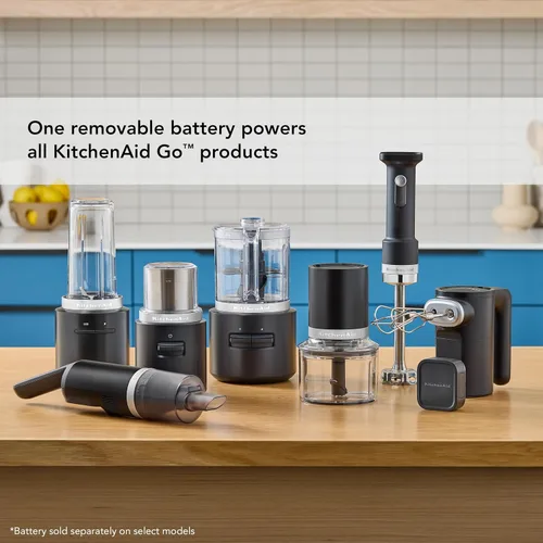 Miniatura 7 de KitchenAid Batidora de mano inalámbrica Go con accesorios: la batería se vende por separado, KHBRV05, negro mate