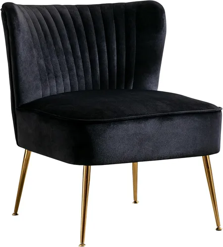 WO Home Furniture - Silla decorativa de terciopelo copetudo de 25 pulgadas de ancho con patas de metal dorado resistentes a la corrosión, asiento
