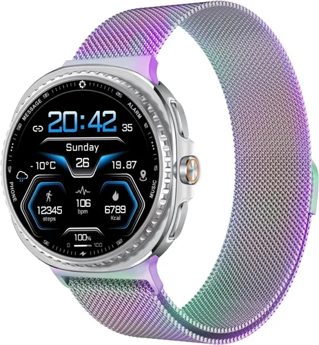 Correa de reloj de metal compatible con Samsung Galaxy Watch 8 1.575 in 1.732 in/Galaxy 8 Classic 1.811 in, correa de repuesto de malla de acero