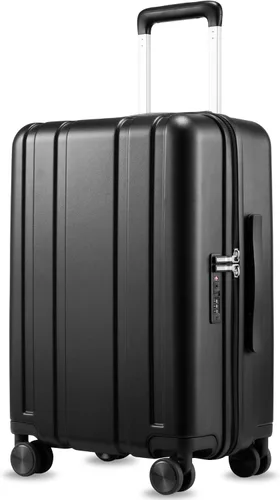 LUGGEX Equipaje de mano de 22 x 14 x 9 aprobado por aerolínea, maleta de viaje rígida 100% PC con ruedas giratorias suaves con bloqueo TSA, 20