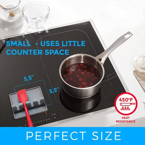 Miniatura 2 de Cheer Collection Soporte para utensilios de silicona, resistente al calor, para encimera de cocina, soporte para cuchara para estufa con almohadilla