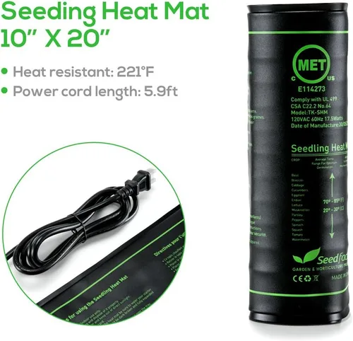 Miniatura 4 de MET - Tapete térmico para semillero certificado, factor de semillas, resistente al agua, duradero, tapete térmico de estación de germinación