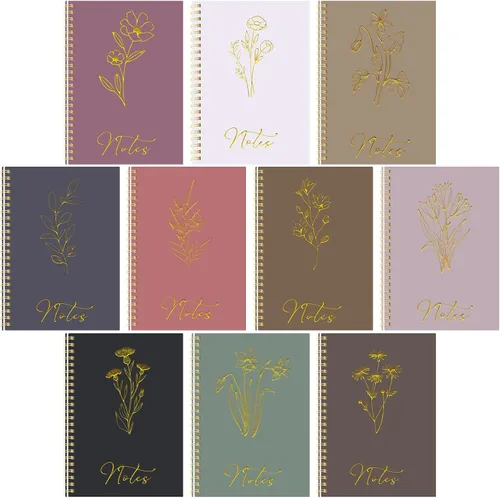 Cholemy Paquete de 10 cuadernos en espiral, estéticos, suministros escolares A5 de colores retro, cuadernos florales de escritura para estudiantes,
