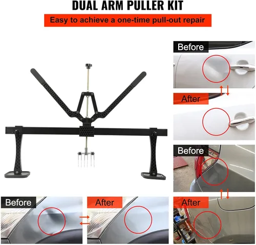 Miniatura 3 de 33.465 in Car Dent Pull Lever Bar Kit 6 Garra Gancho Extractor Anillos Aluminio Auto Cuerpo US (negro)
