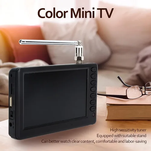 Miniatura 8 de Zyyini TV portátil de 5 pulgadas, 1080P con antena, batería recargable, USB y tarjeta TF Play, para viajes, camping, personas mayores, niños