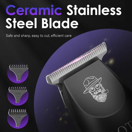 Miniatura 5 de Cortapelos profesional para hombres, modo dual inalámbrico y con cable, pantalla LCD y de 2 velocidades, kit completo de peluquería, tijeras, peines