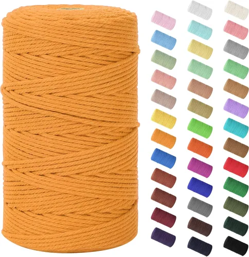 Miniatura 104 de Cordón de macramé de 0.079 in x 380 yardas (1140 pies), cuerda de algodón natural para colgar en la pared, ganchos de plantas, manualidades, Beige