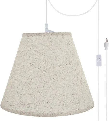 Miniatura 16 de Aspen Creative, 72306-11 - Kit de conversión de luz colgante de techo con pantalla de tela imperio de tapa dura, 14 pulgadas de ancho