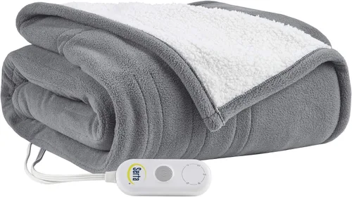 Miniatura 6 de Serta - Manta de vellón sherpa reversible, ultrasuave y tejida, manta térmica, manta eléctrica; cómoda, agradable y abriga y protege del frío