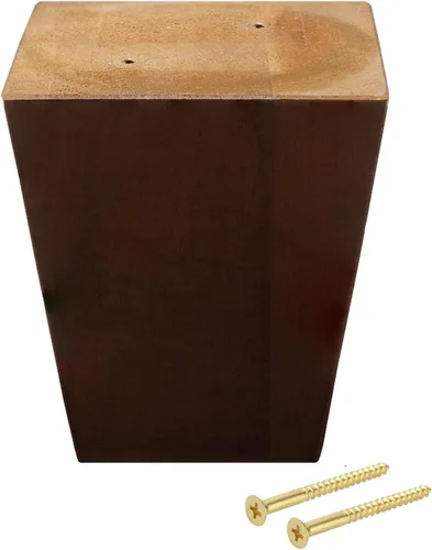 Miniatura 2 de Patas para muebles, sofá otomano y silla de 4 pulgadas de repuesto de pies de madera, juego de 4 pies cuadrados de pirámide cónicos (nogal)