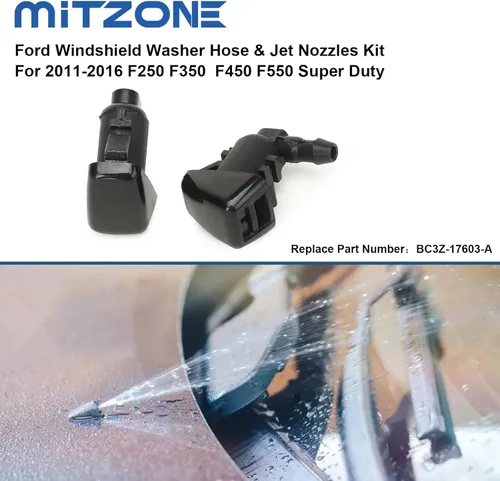 Miniatura 3 de MITZONE Kit de boquilla para limpiaparabrisas compatible con Ford F-250 F-350 F-450 F-550 Super Duty 2011-2016 Reemplazo BC3Z-17603-A Ford 2011-2016