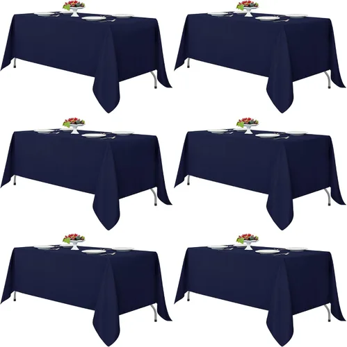 Miniatura 16 de Fitable - Paquete de 6 manteles redondos blancos - 120 pulgadas de diámetro - Manteles resistentes a las manchas y lavables, manteles de poliéster