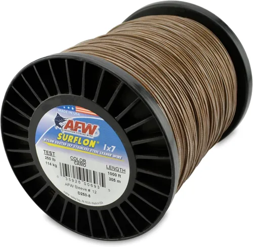 Miniatura 85 de Alambre de pesca americano Surflon recubierto de nailon 1x7 de acero inoxidable, línea líder de pesca para agua salada, prueba de 10 libras - prueba