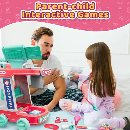 Miniatura 3 de Kit de médico para niños – Juego de doctor de simulación para niños pequeños con estetoscopio – Juego médico de juguete para niños y niñas – Kit