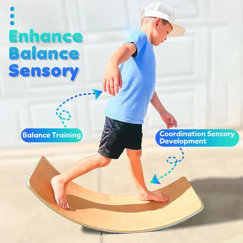 Miniatura 2 de Tabla de equilibrio de madera para niños, tabla oscilante natural de 37 pulgadas, juguetes de madera para niños pequeños y adultos, regalos