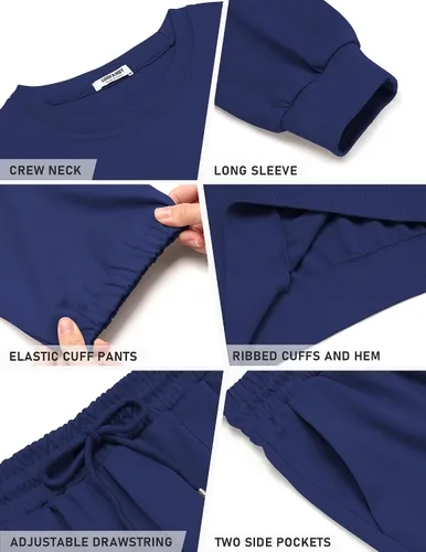 Miniatura 44 de COOFANDY Conjunto deportivo de 2 piezas para hombre, sudadera de manga larga, sin botones, para deportes, casual, fitness, trotar