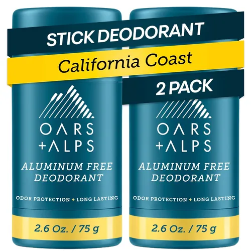 Oars + Alps Desodorante sin aluminio para hombres y mujeres, dermatológicamente probado y fabricado con ingredientes limpios, tamaño de viaje, Costa