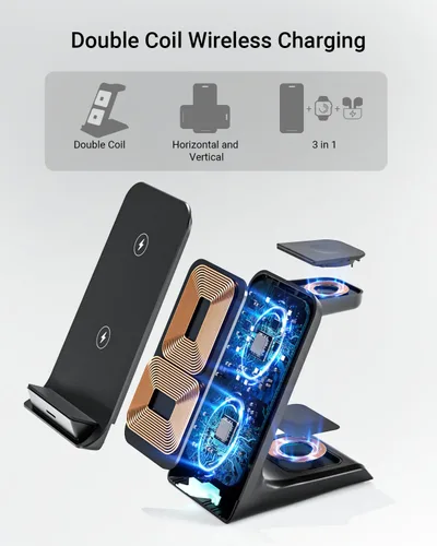 Miniatura 8 de Eazpower Cargador inalámbrico para fundas gruesas de 0.394 in/Otterbox/resistente, base de carga 3 en 1 para iPhone 17 16 15 14 Pro Max, estación