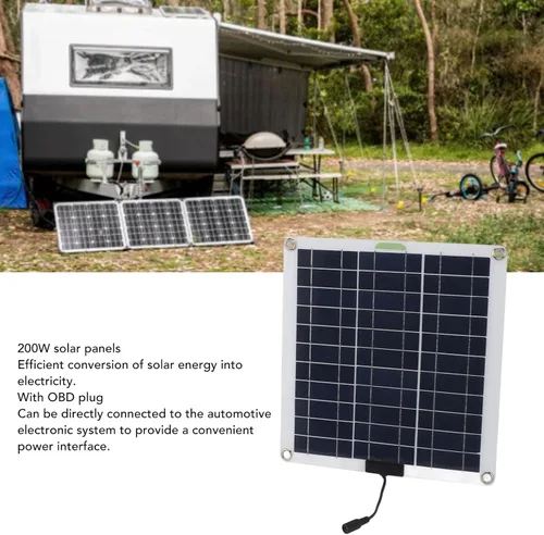 Miniatura 2 de Kit de panel solar de 200 W, controlador de carga solar con enchufe OBD, panel solar de energía portátil para automóvil, camión, barco, RV