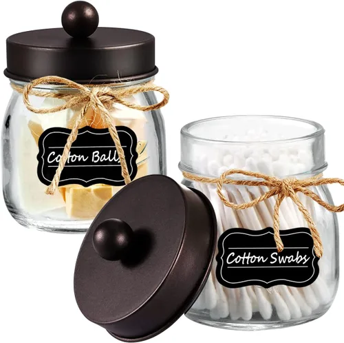 Miniatura 9 de Amolliar Mason Jar - Organizador de tocador de baño, decoración de granja, recipiente dispensador de vidrio, tarros Mason de 8 onzas y tapas
