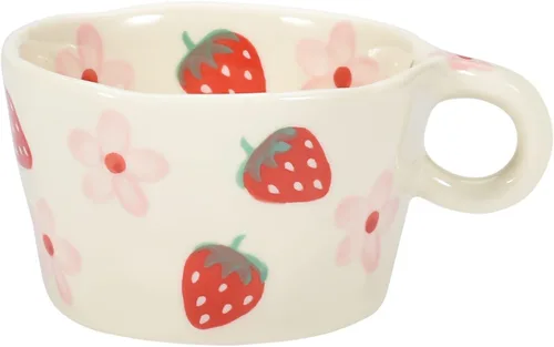 Miniatura 10 de Koythin Taza de café de cerámica, bonita taza creativa impresa a mano para oficina y hogar, 6.5 oz/6.8 fl oz para leche de té con leche