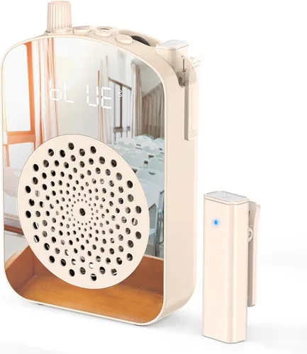 PRUNUS Amplificador de voz A10 inalámbrico con micrófono Lavalier carga y almacenamiento, amplificador de voz portátil con altavoz de micrófono