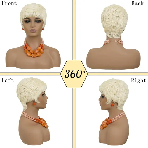 Miniatura 2 de DOcute - Pelucas cortas rubias estilo Pixie para mujeres negras, pelucas cortas para mujeres negras, estilo Pixie, pelucas para mujeres negras