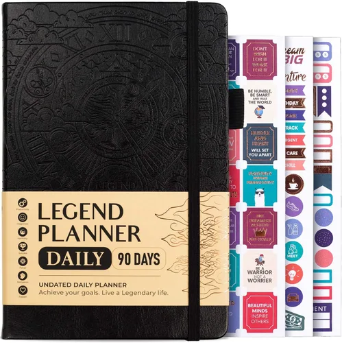 Legend Planner Diario durante 3 meses – Planificador mensual semanal y diario sin fecha para alcanzar objetivos. Organizador y diario de Negro