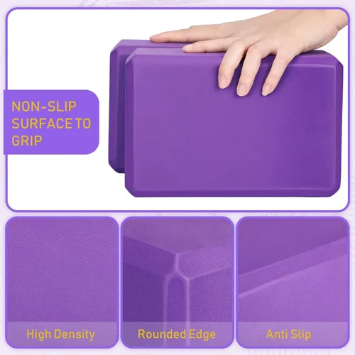 Miniatura 5 de Wettarn Paquete de 6 bloques de yoga de 9 x 6 x 4 pulgadas, espuma EVA, ligeros, antideslizantes, accesorios de yoga para pilates, estiramiento