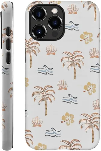 Miniatura 8 de Funda compatible con iPhone 11, resistente a arañazos, funda híbrida de 2 capas con carcasa dura, diseño de cocoteros de playa de verano