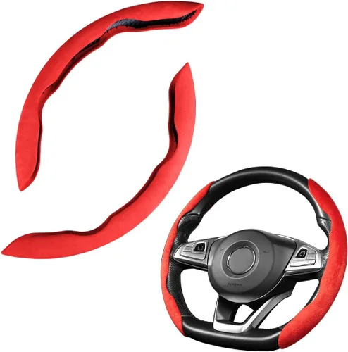 Miniatura 12 de LoyaForba Funda universal para volante de automóvil, protector universal de cuero segmentado de 15 pulgadas, antideslizante y suave, transpirable