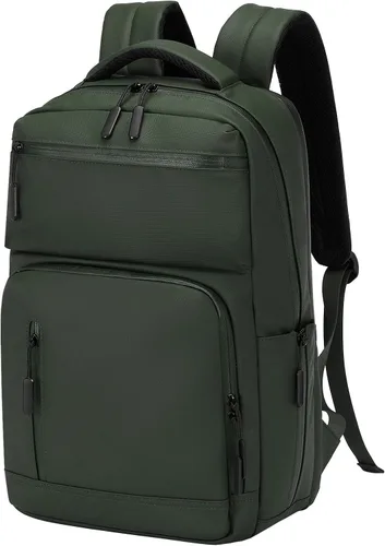 Miniatura 13 de Mochila impermeable para portátil para hombres y mujeres, aprobada para vuelos, antirrobo, con funda para portátil de 15.6 pulgadas (Beige)