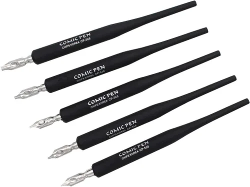 Miniatura 4 de Juego de bolígrafo de plástico profesional de manga gótica con 5 puntas, juego de bolígrafos de dibujo de caligrafía de manga, 5 piezas, color negro