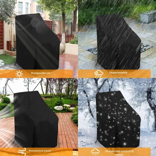 Miniatura 6 de Funda para Silla Apilable de Exterior Impermeable, Uranshin Fundas para Muebles de Patio Exterior Sillas Apiladas 210D, Fundas para Sillas