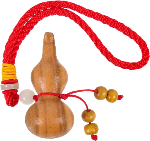 FOMIYES Accesorios colgantes para espejo de coche, llavero chino de calabaza de madera de Feng Shui, llavero de calabaza Wu Hulu, llavero de