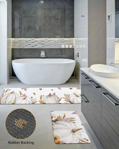 Miniatura 5 de Tapete de baño de calabaza de otoño, antideslizante, de secado rápido y absorbente, de tierra de diatomeas, para fregadero de cocina, lavable
