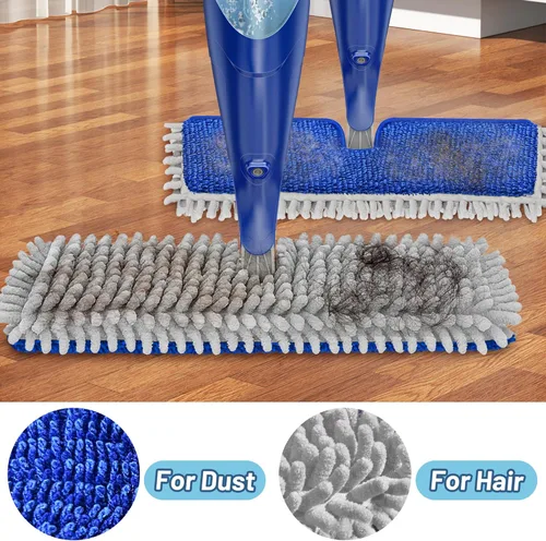 Miniatura 6 de Papclean Trapeadores en aerosol para limpieza de suelos: fregona de polvo de doble cara para pisos de baldosas de madera dura con almohadillas