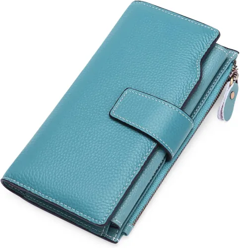 Miniatura 7 de SENDEFN - Cartera de cuero para mujer, portatarjetas con bloqueo RFID, monedero para mujer con cierre