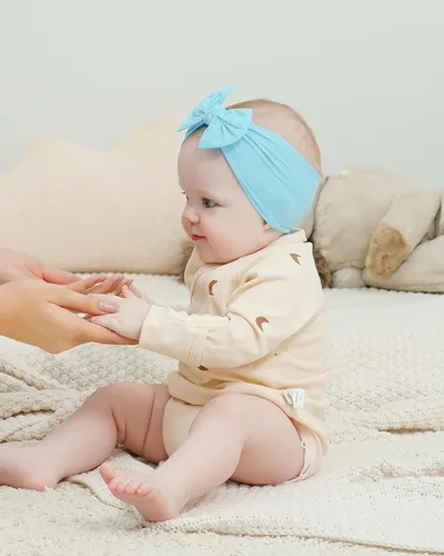 Miniatura 9 de jollybows 12 diademas de nailon para bebés con lazo elástico para niñas, recién nacidos, niños pequeños, accesorios para el cabello, juego de 6- Luz