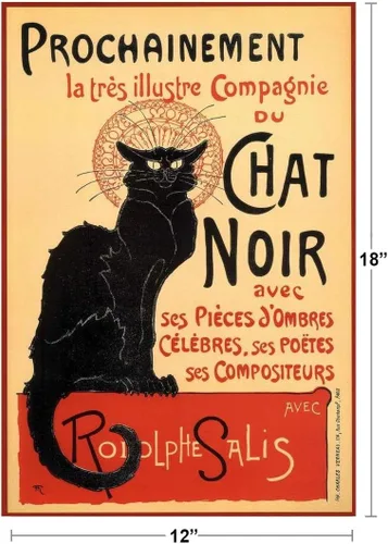 Miniatura 3 de Poster Foundry Le Chat Noir The Black Cat Vintage Art Deco - Póster publicitario francés vintage de 1920, 12 x 18 pulgadas