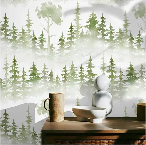 Miniatura 2 de Floralplus Papel tapiz autoadhesivo con diseño de bosque brumoso, extraíble, diseño botánico, apto para inquilinos, para decoración del hogar, papel