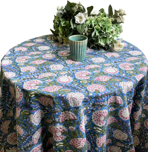 Miniatura 85 de ATOSII Mantel 100% algodón, Amara, floral, hecho a mano, rectangular, de lino, para cocina, comedor, fiestas, bodas, exteriores, picnics, Pascua