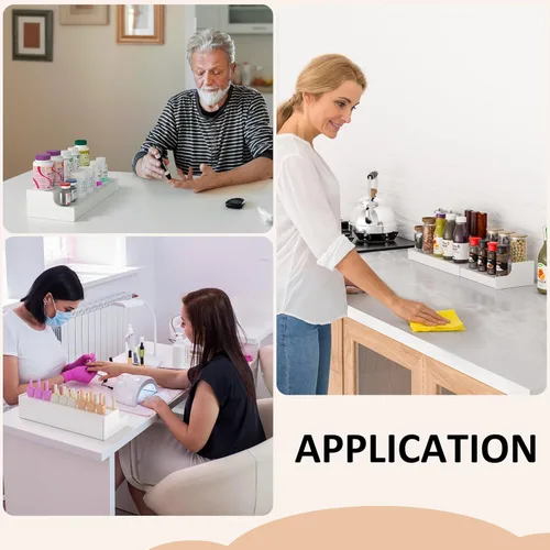 Miniatura 7 de Sezanrpt Organizador expandible de 2 niveles, estante de exhibición de encimera de cocina blanco, organizador de condimentos para gabinete