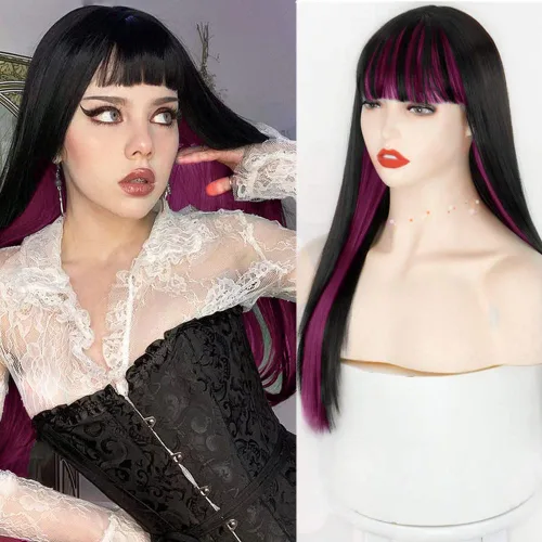 Miniatura 20 de Swiking Pelucas negras de salmonete para mujer, rizado hasta el hombro, pelo esponjoso de los años 70 y 80, Rocker Party Cosplay Pelucas sintéticas