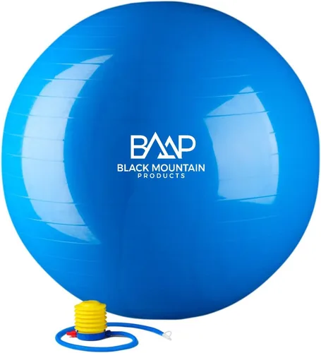 Black Mountain Products Bola de yoga de estabilidad para ejercicio, bomba de pie, tapón de bola, extractor de enchufe, capacidad de peso estática de