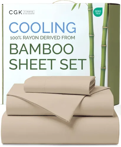 Miniatura 14 de Sábanas de bambú 100% rayón derivado de bambú, tamaño individual, sábanas refrescantes para individuales. Ropa de cama ultra suave, transpirable