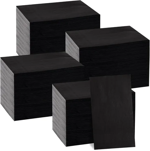 Miniatura 14 de bUCLA 100 Unidades de Servilletas de Papel Negras de 3 Capas - Servilletas de Papel Negras Desechables de Calidad Premium, Absorbentes para Cocina