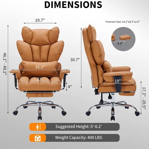 Miniatura 2 de GarveeHome SP-VC-Silla de oficina grande y alta, color marrón